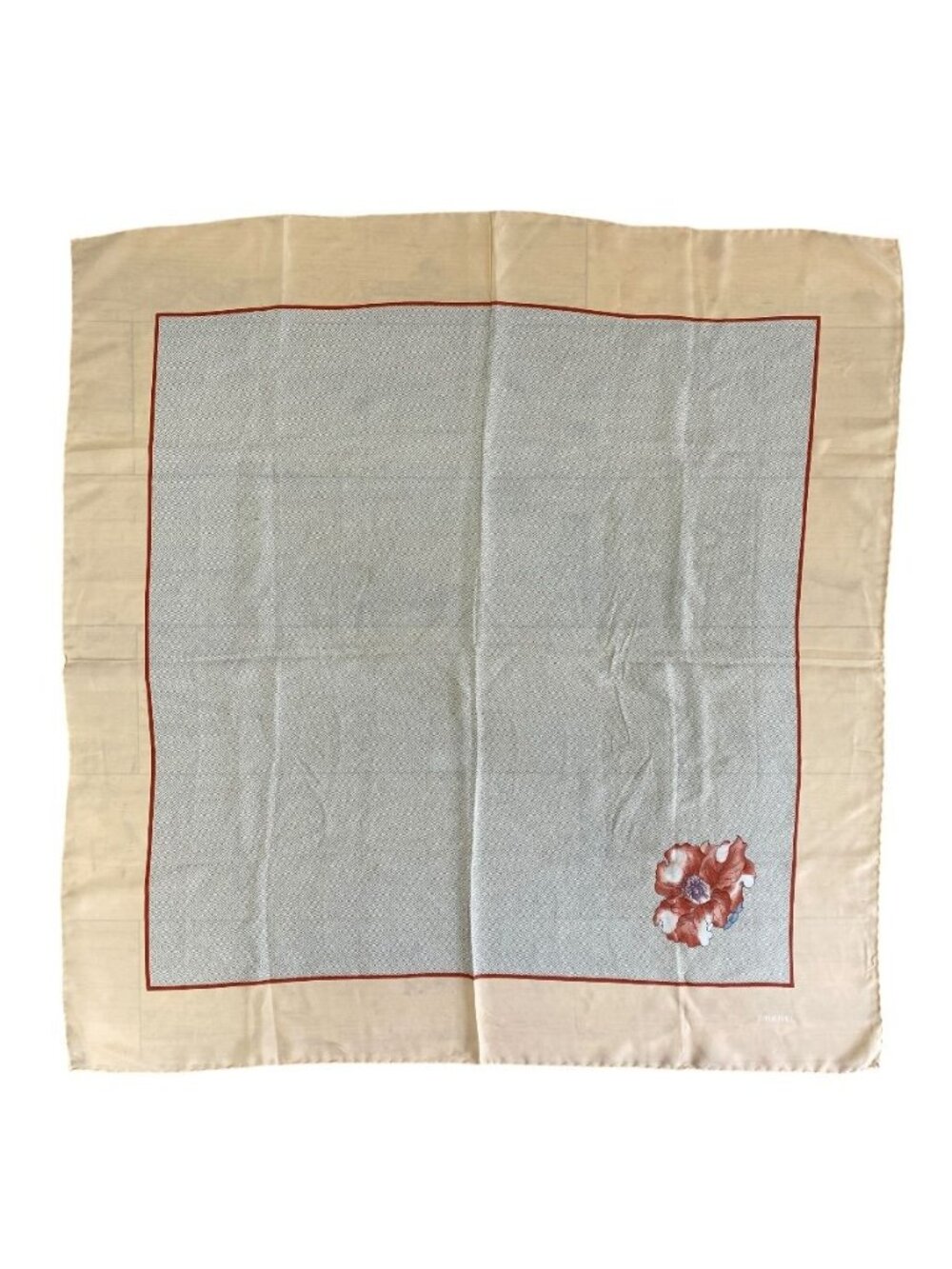 Chanel Scarf Shawl Camellia Silk Beige
